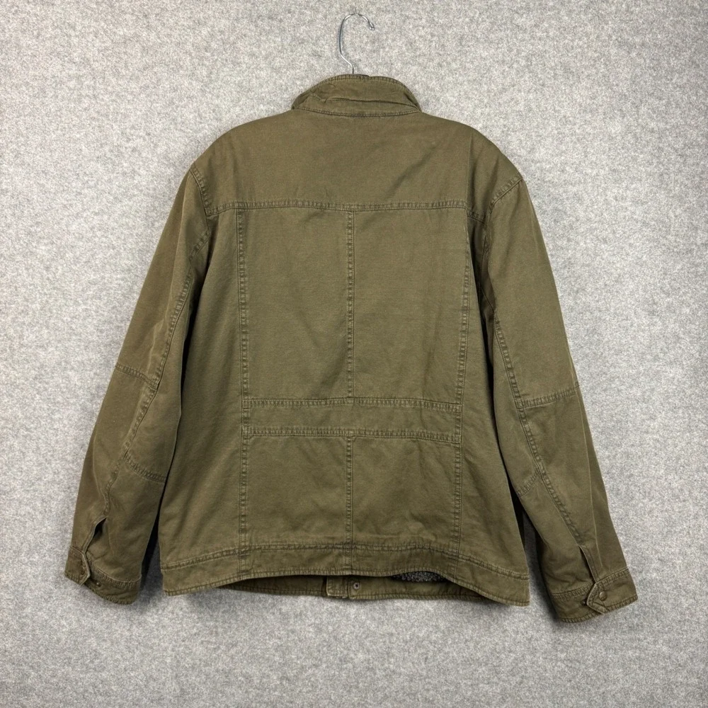 Levis Mens XL Sherpa Lined Military Field Jacket Olive Green Cotton Canvas Coat